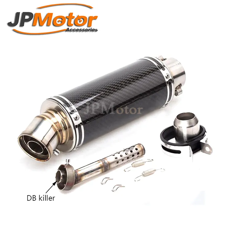 JPMotor-escape Universal para motocicleta, de fibra de carbono, 48mm, 51mm, con silenciadores DB extraíbles
