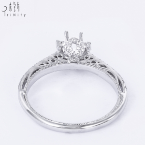 แหวนเพชรธรรมชาติสีทองขาวล้วน18K คุณภาพสูงกึ่งสำเร็จรูปเครื่องประดับสำหรับงานแต่งงานแบบไม่มีหินหลัก - Product Image 5