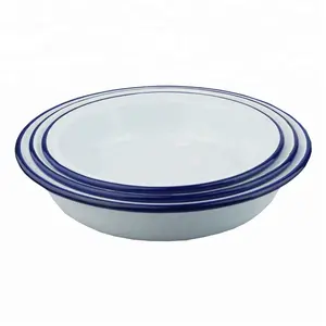 Useful Home And Restaurant Metal Enamel White Bowls And Plates