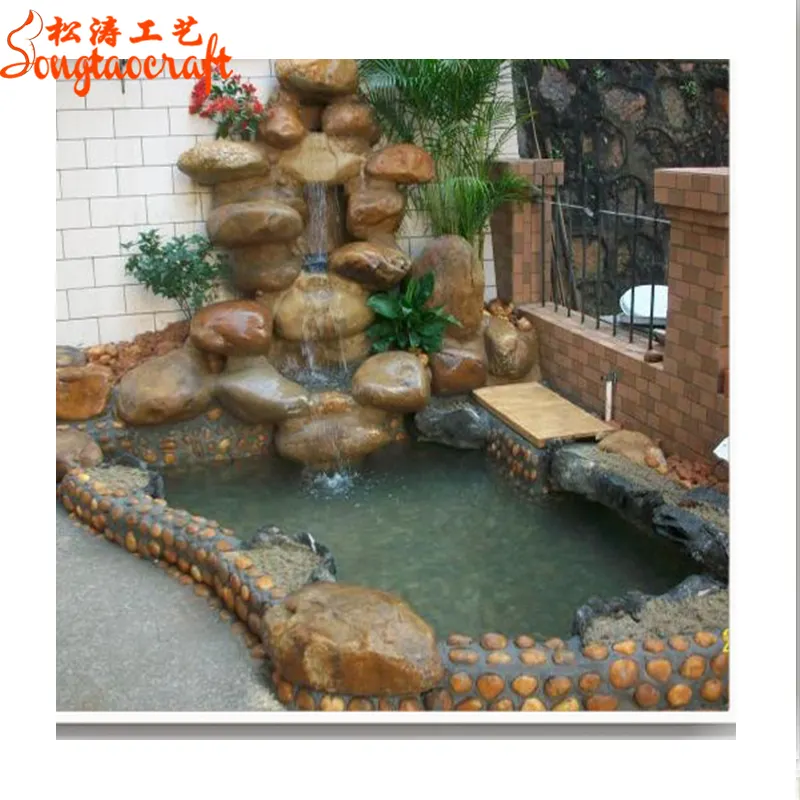 China fabrik günstige preis fiberglas rock wasserfall statue hotel pool künstliche gefälschte stein für garten indoor outdoor großhandel