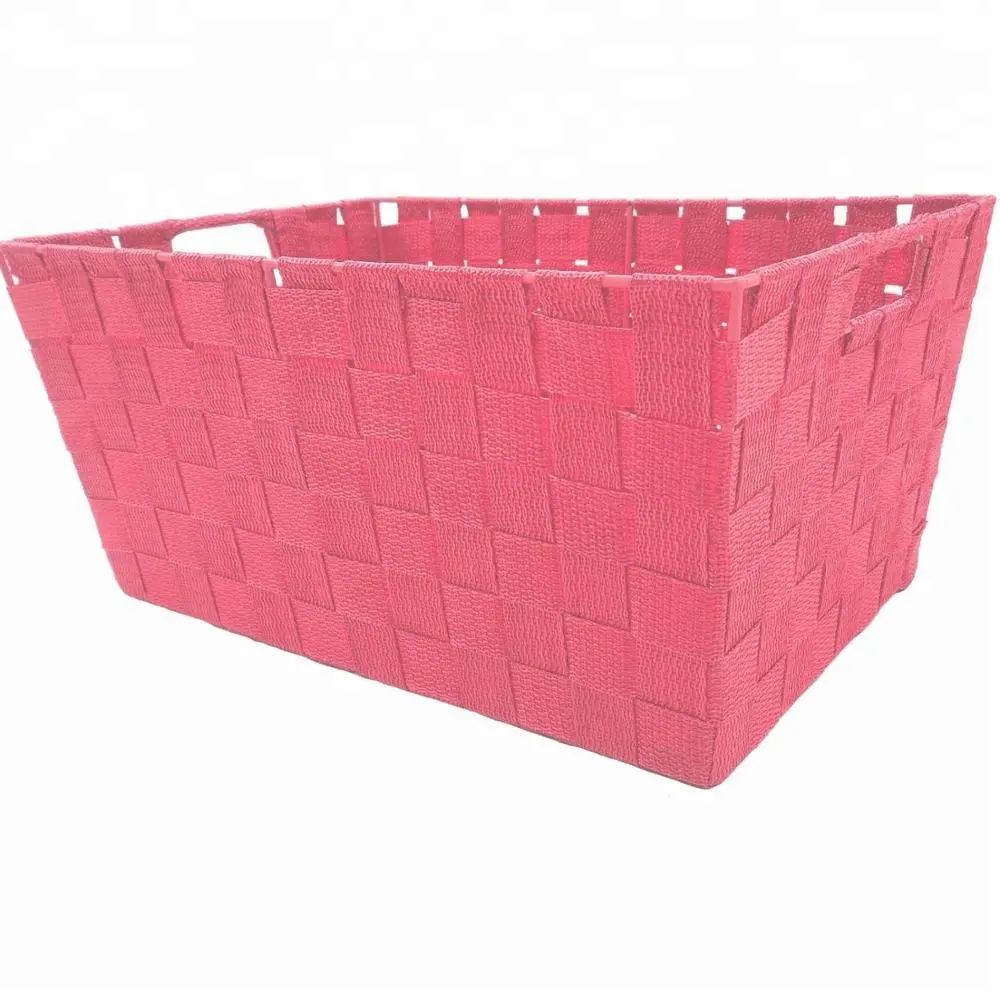 KUYUE Durable Trapezoid Woven Nylon Storage Bin or Basket for Organizing Your Home, Office, or Closetswoven storage basket