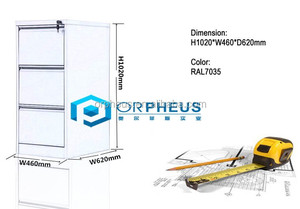 A4 ngang tập tin Tủ thư dọc 3 ngăn kéo kim loại Tủ hồ sơ kim loại Tủ hồ sơ - Product Image 5