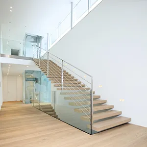 floating staircase/solid wood stair treads