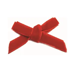 Lazos de terciopelo rojo para Navidad, Mini cinta roja para Navidad, venta directa de fábrica