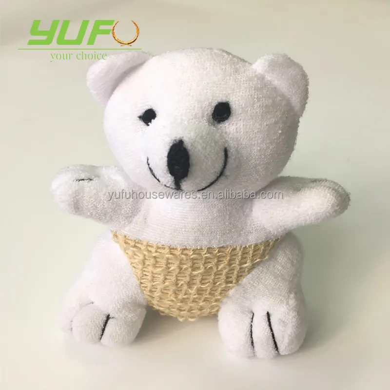 Esponja de baño de muñeca suave para niños con forma de oso bonito de color personalizado, tela de ramio duradera, cuidado para el bebé, masaje de piel tierna, spa, ayuda a dormir