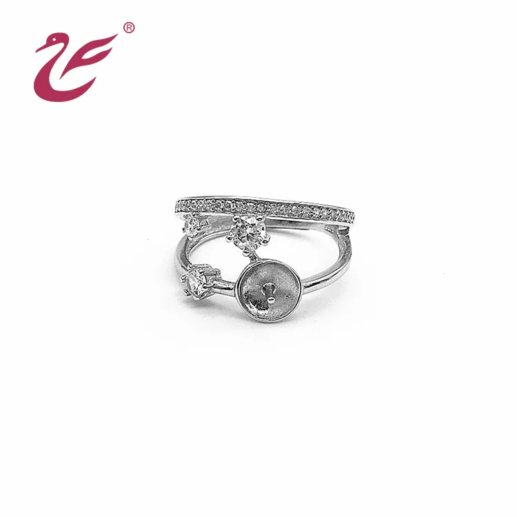 Bán Buôn Tùy Chỉnh Nhẫn Mountings Charming 925 Sterling Silver Nhẫn Thiết Kế Cho Đám Cưới Ngọc Trai Đá Quý Nhẫn Làm