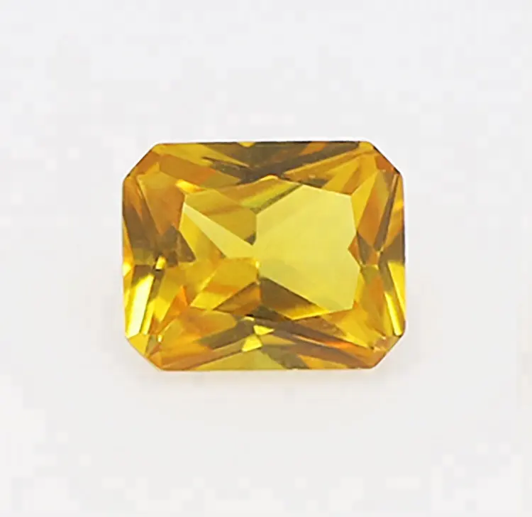 Wuzhou Shining Rectangle Cut Synthetic Corundum Yellow Sapphire Loose Corundum