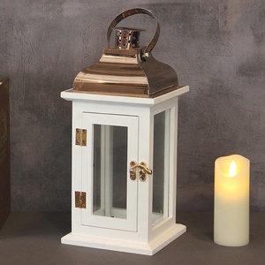Wood White High Quality Battery Operated Wedding Decoration Metal Candle Holder Square <strong>Wooden</strong> <strong>Lantern</strong> for Candle - Product Image 5