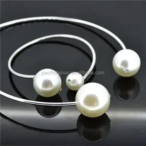 Latest Fashion Style Choker Two Pearl Necklace and <strong>Bracelet</strong> Jewelry Set <strong>Torque</strong> Jewellery Set - Product Image 1