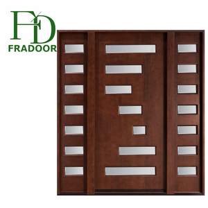 أبواب خارجية فاخرة كلاسيكية من الماسونيت الفرنسي مع لوحة زجاجية - Product Image 4