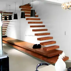 Tangga Kayu Apung Modern/Escalier Kayu, Tangga Modern dengan Tangga Kaca Tangga Kayu Murah