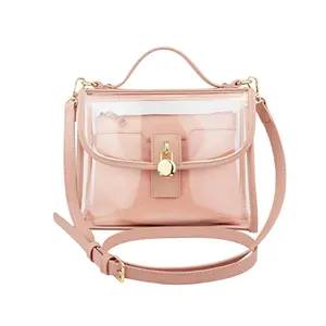 Clear Top Handle Satchel bag PVC Material Cross-body Bag with Removable strap Pouch