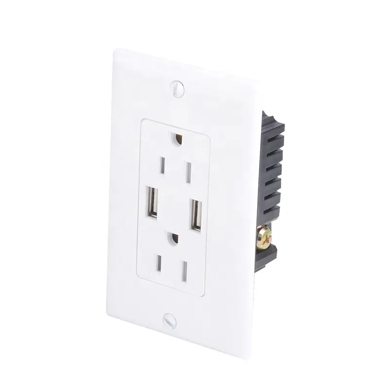 ETL approval 115*70mm smart home USA 2.1A Dual USB charger outlet USB wall socket with two receptacle TR15A