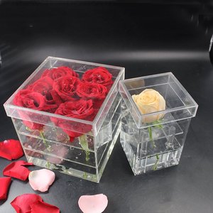 Rõ Ràng Acrylic Flower Rose Hộp Với Nắp Bán Buôn Acrylic Hộp Sô Cô La Acrylic Flower Box Với Lỗ - Product Image 4