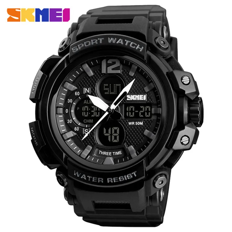 SKMEI 1343 Men's Sport Chronograph LED Display Digital Quartz Wrist Watch 50M Waterproof Clock For Men