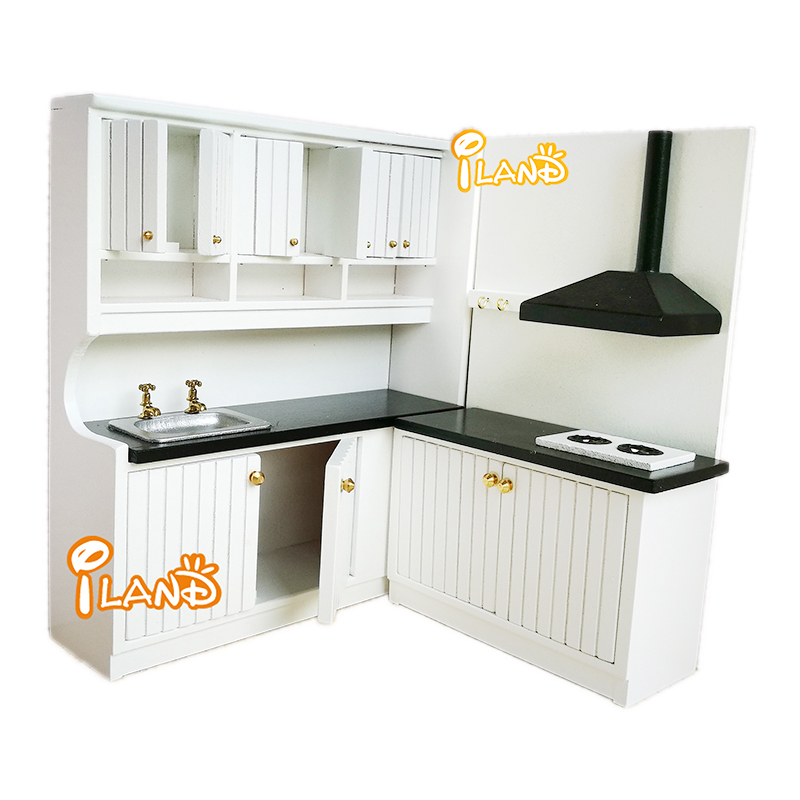 Набор кухонной мебели для кукольного домика iland minature, 2 шт., шкаф с раковиной и плитной вентиляцией WD0053