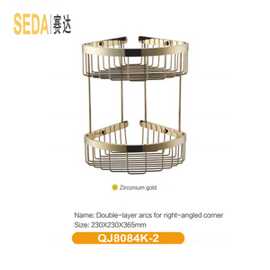 Double couche salle de bains de stockage de cuisine de <span class=keywords><strong>douche</strong></span> <span class=keywords><strong>étagère</strong></span> d'<span class=keywords><strong>angle</strong></span> avec chrome plaqué - Product Image 4