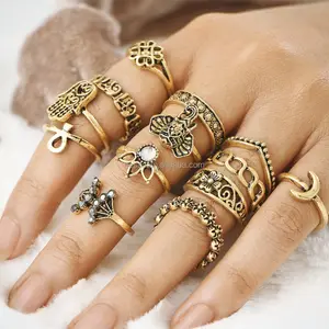 Moda altın parmak tasarım Midi yüzük seti yüzükler takı kadınlar toptan