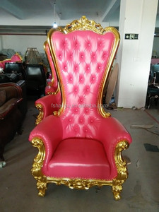 Rose chaise trône roi royale, fauteuil bergere en pu, chaise de barcelone en cuir - Product Image 1