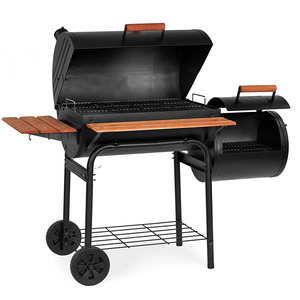 Barbecue sur <span class=keywords><strong>chariot</strong></span>, grill à charbon de <span class=keywords><strong>bois</strong></span> à double fût à huile - Product Image 2