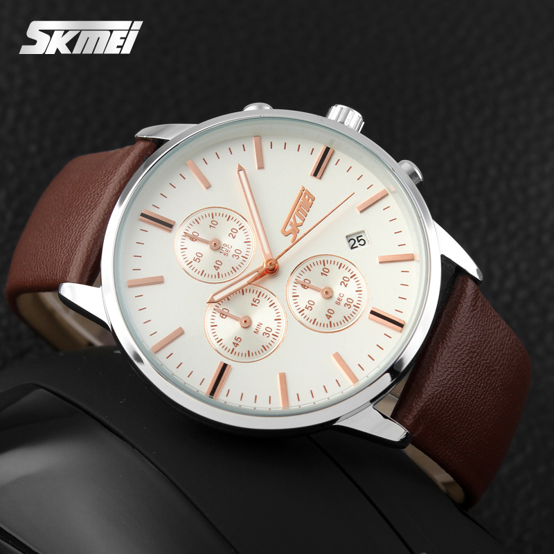SKMEI 9103 Men's Quartz Watch - Trendy PU Leather Business