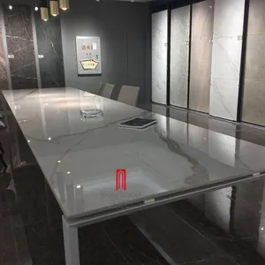 Panneau mural en pierre rouge style Moreroom, carrelage en porcelaine avec marbre blanc, grande taille, pour comptoir et Table