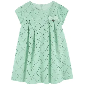 Customized brand A line frocks designs cotton hollow out latest girls dresses