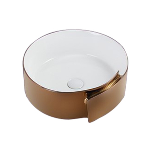 Baño anillo de desbordamiento lavabo de cerámica superficie sólida lavabo - Product Image 5