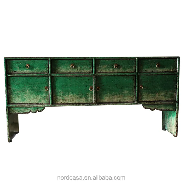 Cinese antico aspetto legno lacca cinese basso cabinet rigenerata