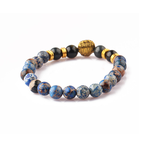 Por encargo pulsera intermitente bola Jasper rebordeado con cabeza de león - Product Image 4