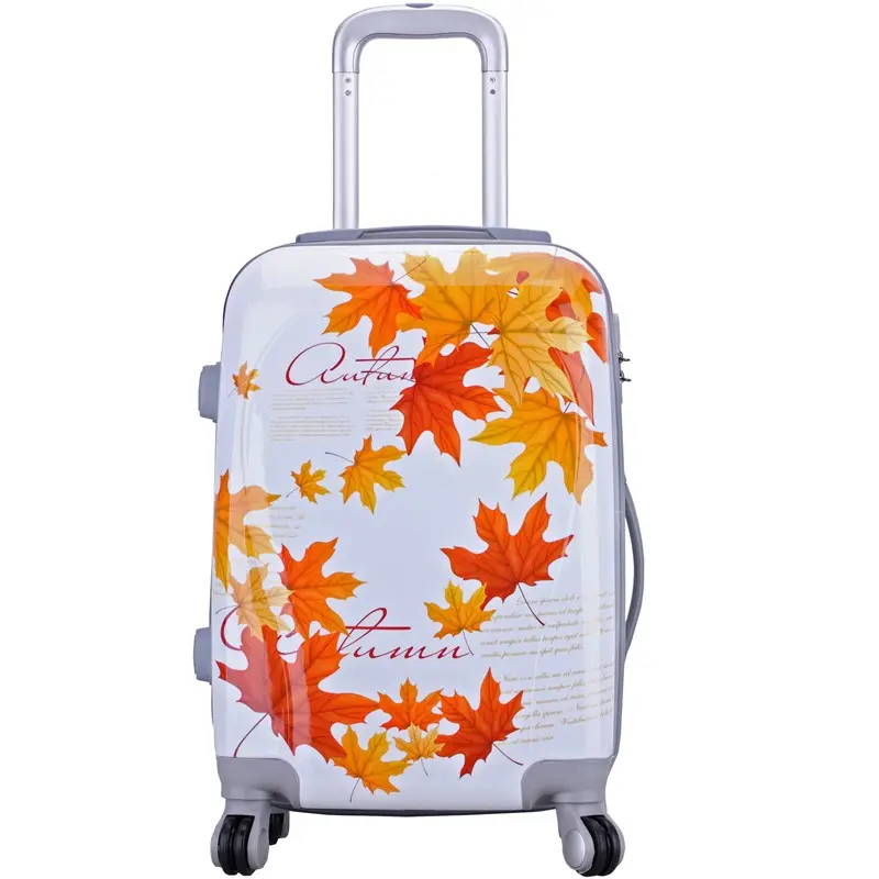 ABS karikatür UV baskı tasarım moda tekerlekli çantalar adet film baskı bavul seyahat kutusu valiz