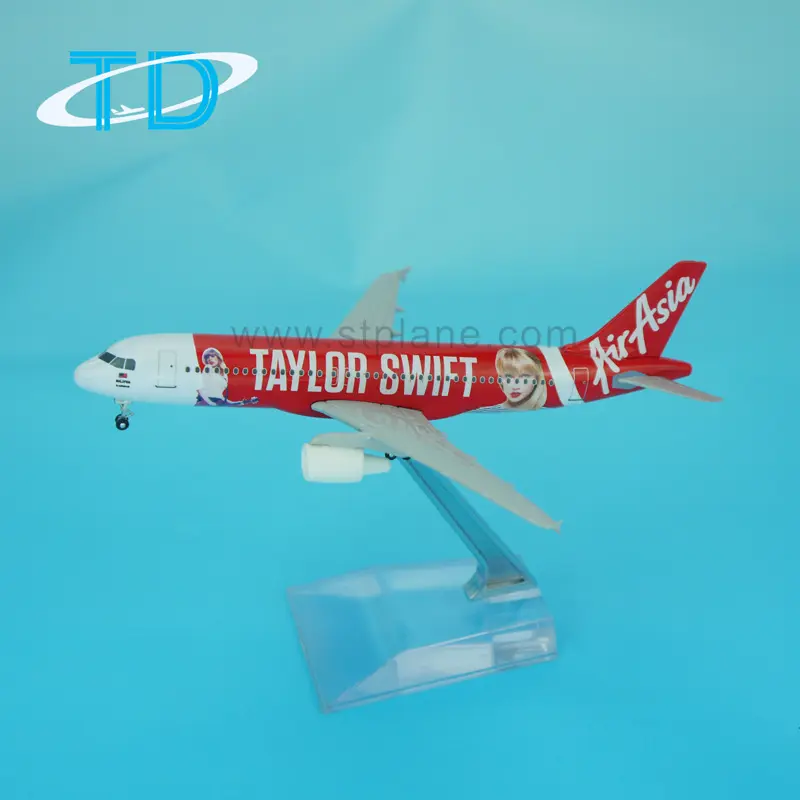 Uçak AirAsia A320 16cm 1/250 iniş takımı ile çinko döküm modeli