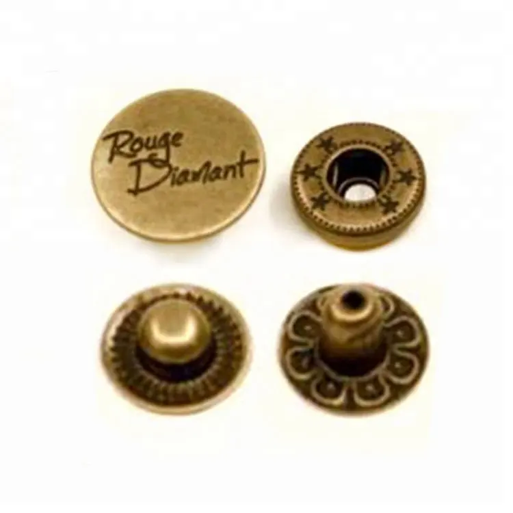 Крепежные кнопки для одежды, декоративные круглые гравированные латунные металлические цинковые сплавы, нанесение логотипа на заказ, 100 шт.
