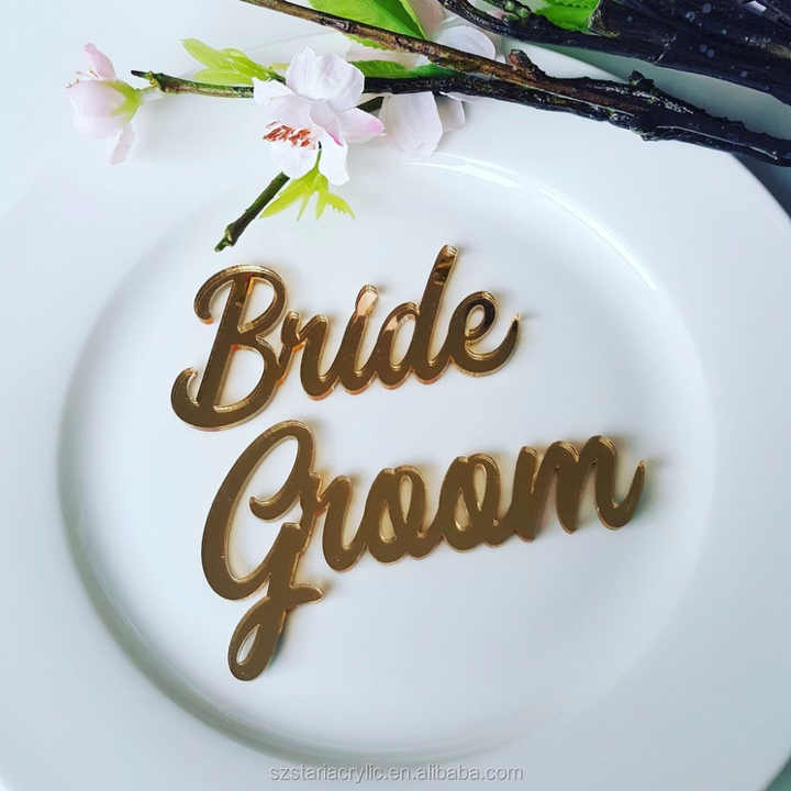 Personalised Bride and Groom Signs Laser Cut Names Wedding Place Cards