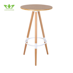 Simple style noir moderne <span class=keywords><strong>ronde</strong></span> portable bar <span class=keywords><strong>table</strong></span> avec <span class=keywords><strong>pieds</strong></span> en bois T11 - Product Image 3