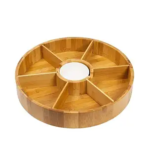 Legno di bambù lazy susan con divisori rimovibili