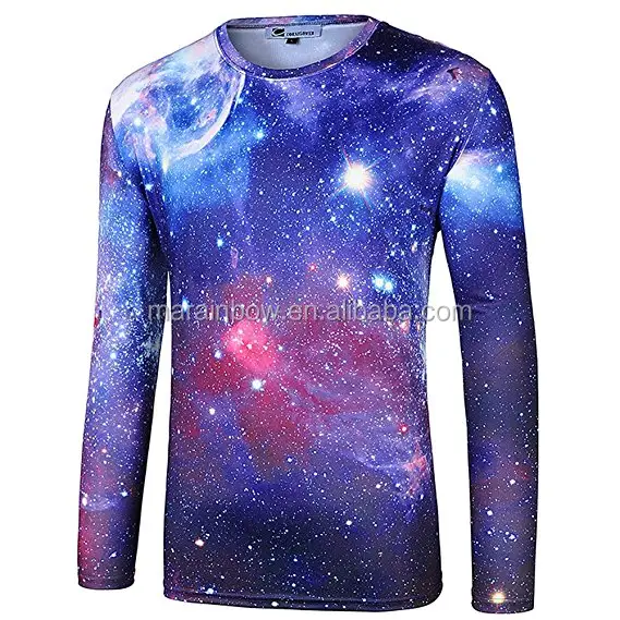 Space Galaxy Universe Printed Long Sleeve T Shirt Men's Full Sublimation Printed T-Shirt Fashion 3D Printed T Shirt Wholesale