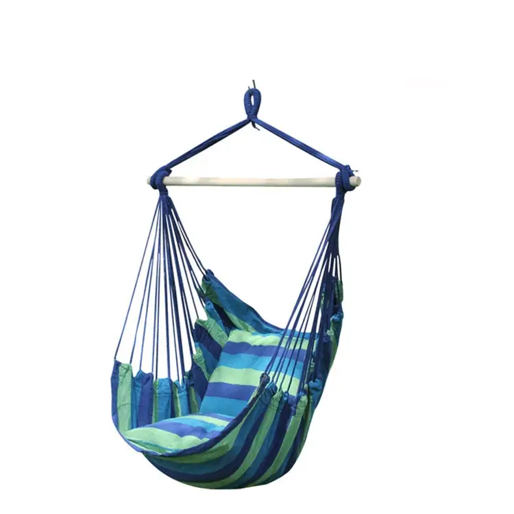 Camping Hanging Rope Hammock Outdoor and Indoor Thicken Canvas Swing Chair with 2 Cushions Included
