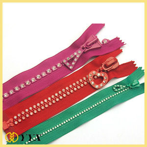 #5 #8 #10 Double Pierres Dents 24 Pouces Séparation Fermeture Éclair Avec Strass - Product Image 3