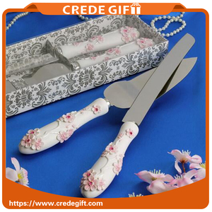 Venta caliente Sakura Diseño de <span class=keywords><strong>Mango</strong></span> De Resina <span class=keywords><strong>azul</strong></span> de La Boda Knift torta y el Servidor Set regalos del aniversario de boda - Product Image 1