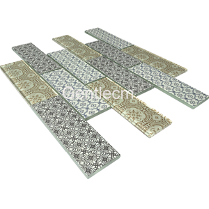 Interno decorazione della parete 3D a getto d'inchiostro di stampa del modello misto striscia di colore 6 millimetri mattonelle di mosaico di vetro - Product Image 2
