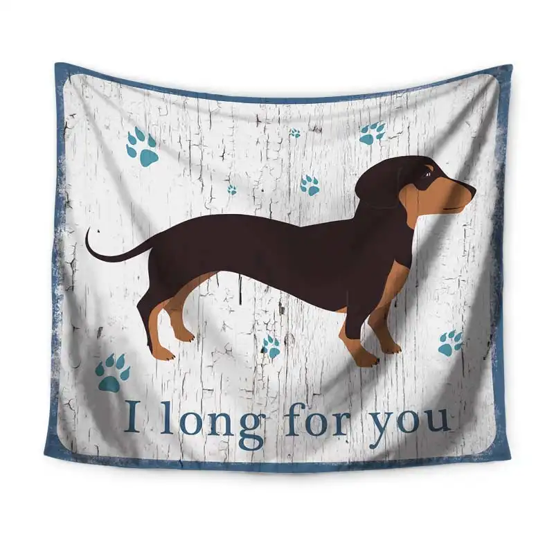 Home textile popular dachshund dog custom printing wall hanging blanket tapestry for kids room decor