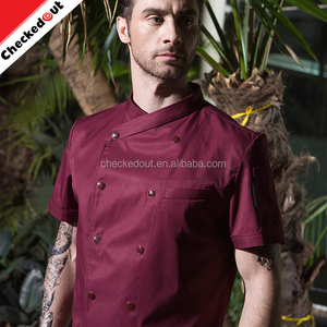 OEM de alta calidad de manga corta blanco al por mayor uniforme de <span class=keywords><strong>cocina</strong></span>, cruzado restaurante cocinero - Product Image 6