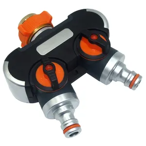 Heavy duty Y 2-way shut off garden hose connector