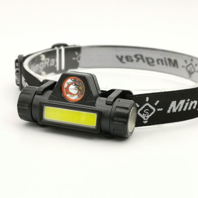 MingRay USB Rechargeable LED Head Lamp IP55 Waterproof Plastic Camping Use