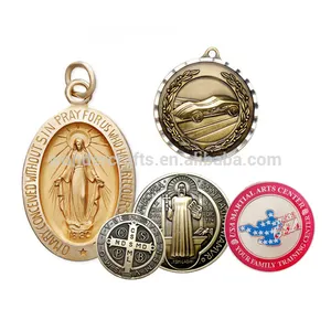 Wd personalizado religioso saint benedict, medalha de metal, cor de ferro, st benedict, fabricante medalhão