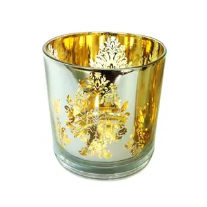 Bougeoirs coulissants en verre doré et mercure personnalisé, porte-bougies