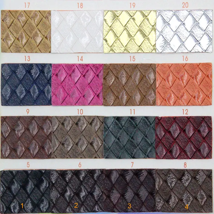 Pu Synthetic Roll Pattern Diamond Fabric Braided Material Leather Metallic