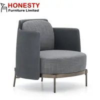 HC206 Modern Living Room Italian Designer Lounge Chair Upholstered Fabric Metal Frame Tape Armchair