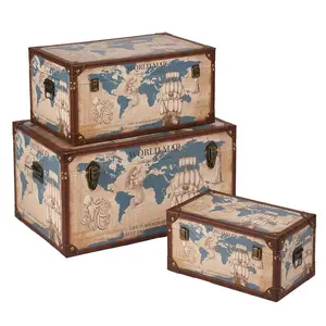 古风风情世界地图图案一套3个渐变后备箱